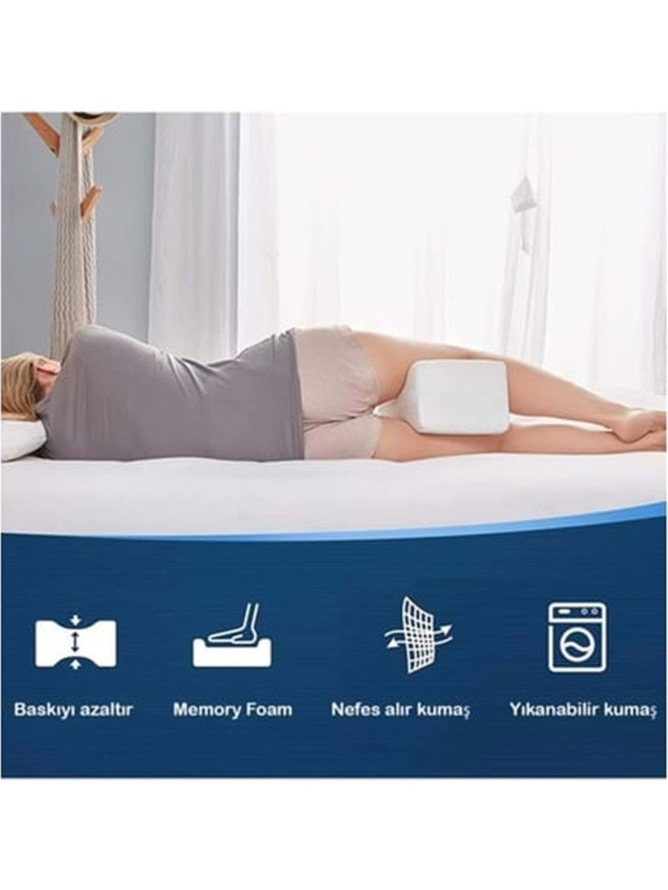 Visco Diz Yastığı Bacak Destek Yastığı Bacak Arası Yastık Ortopedik Pozisyon Uyku Minderi