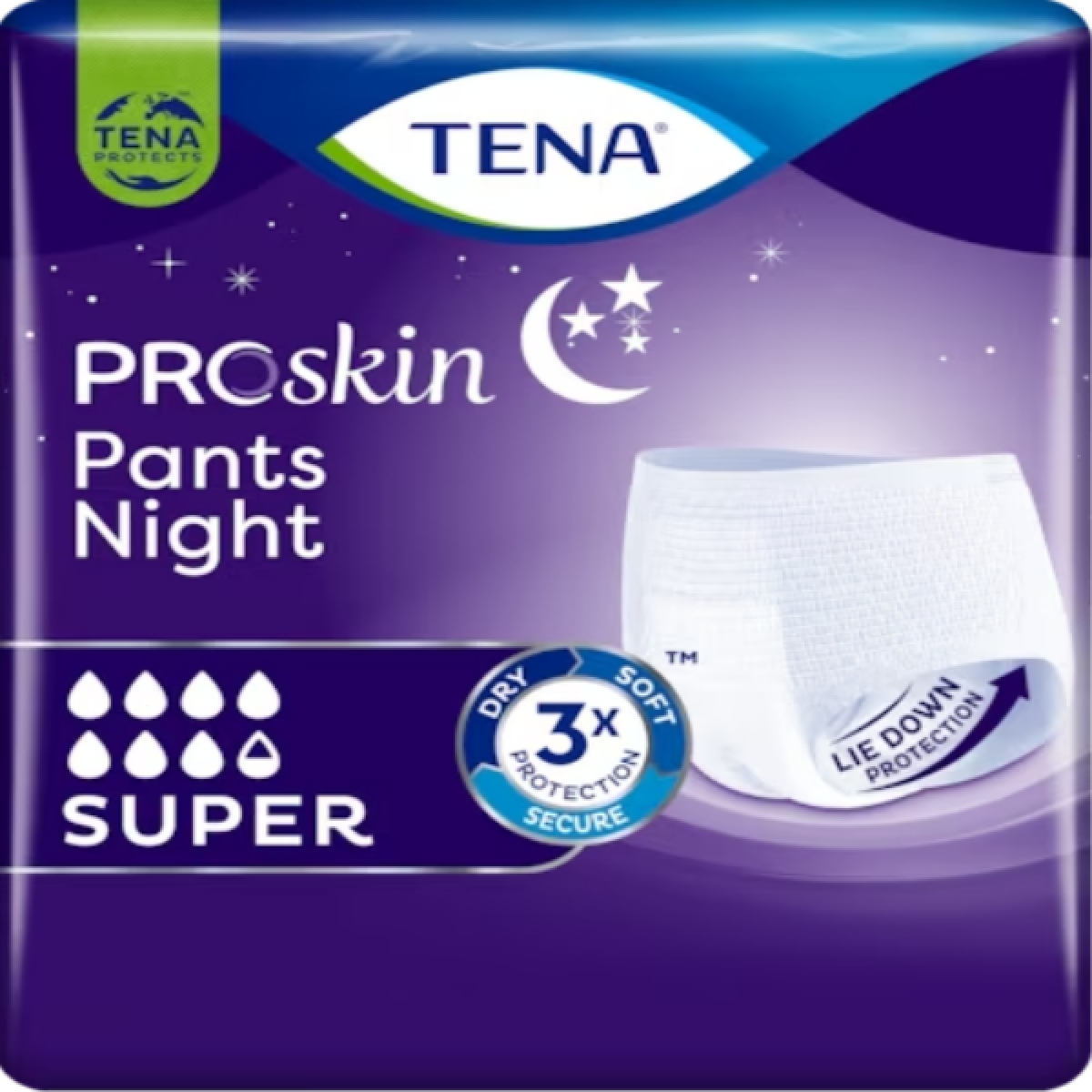 TENA ProSkin Pants Absorbent Panty Night Diaper, Large Size (L), 7.5 Drops 30 Pack