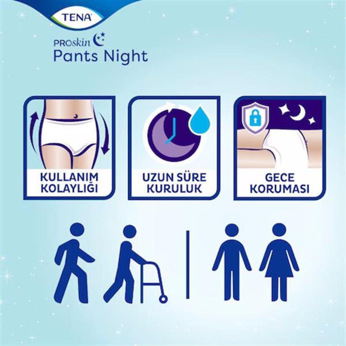 TENA ProSkin Pants Absorbent Panty Night Diaper, Large Size (L), 7.5 Drops 30 Pack
