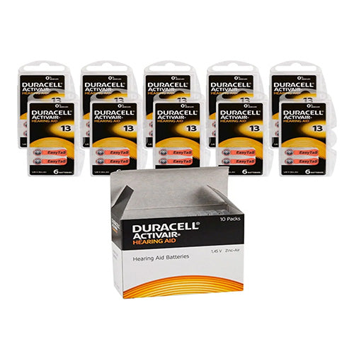 Duracell 13 Size Hearing Aid Batteries 10 X 6 Pack 60 Batteries