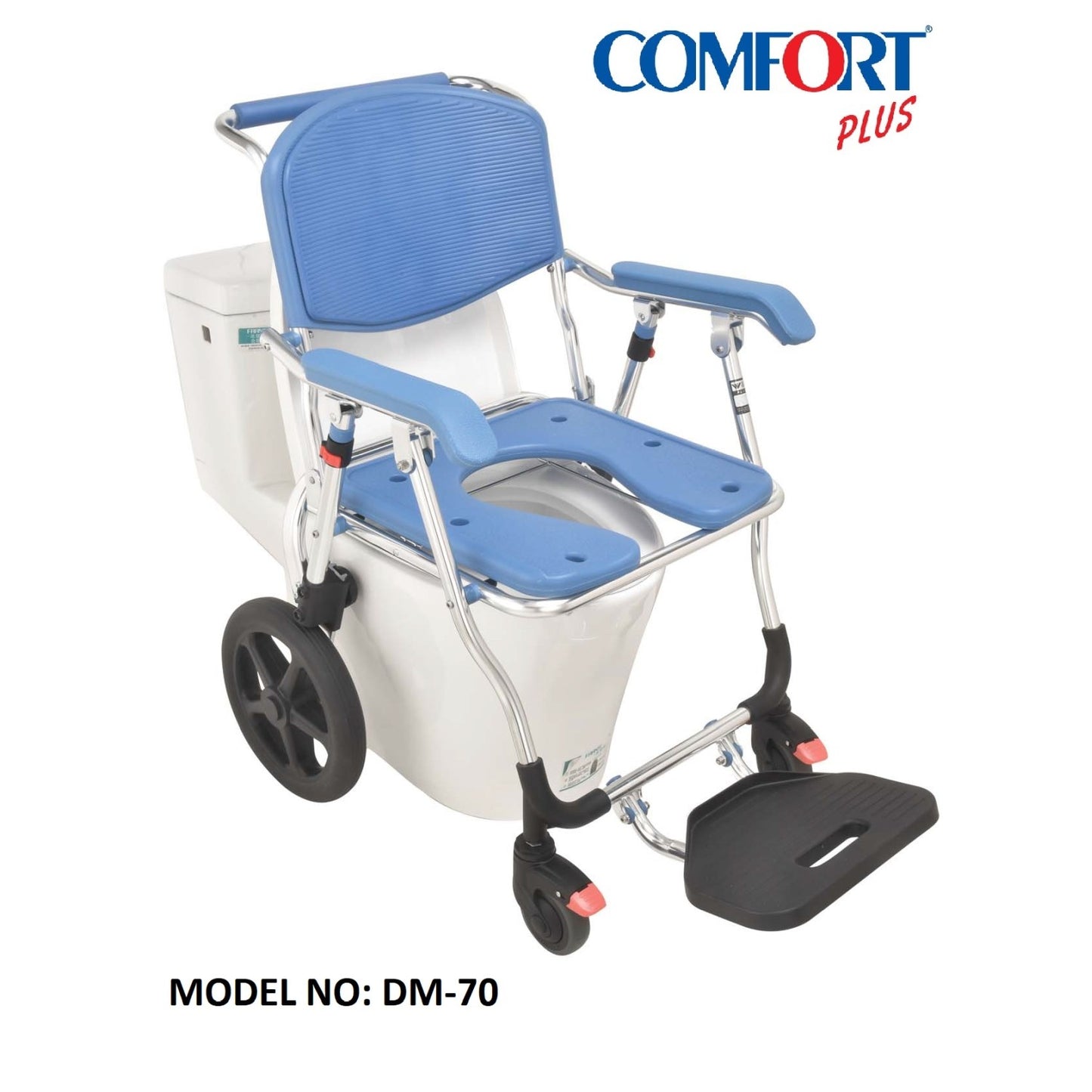 ميزات الكرسي المتحرك Comfort Plus Dm-70 مع حمام ومرحاض DM-70 