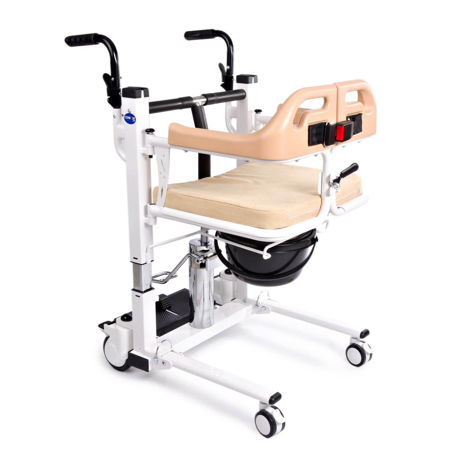 Comfort Plus DM-160 Toilet Wheelchair (MANUAL) with Foot Pedal 