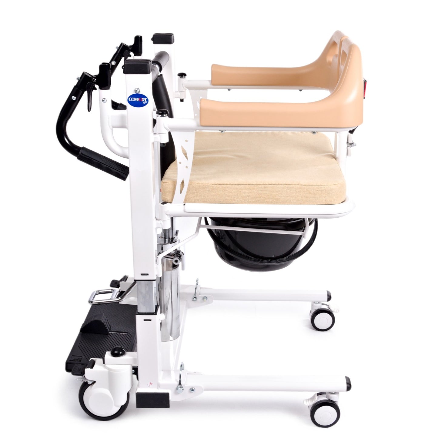 Comfort Plus DM-160 Toilet Wheelchair (MANUAL) with Foot Pedal 