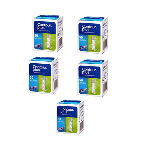 CONTOUR PLUS Bayer Blood Glucose Test Strip 5 Boxes 250 Pieces 