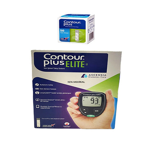 Contour Plus Elite Blood Glucose Meter + 50 Test Strips 