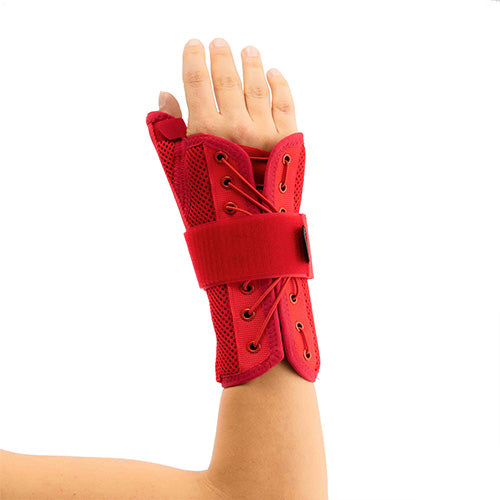 STATIC THUMB SUPPORTED WRIST SPLINT RED UNSIZE (AIRTEX FABRIC)