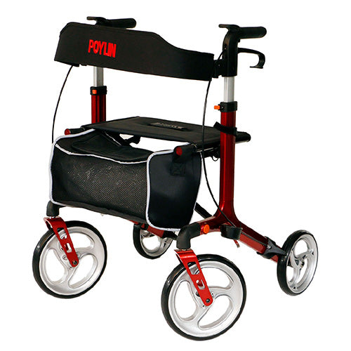 Poylin P888 Ultra Lux Rollator Red - Titanium Grey